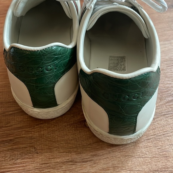 Gucci White Green & Red Web Ace Leather Lace Up Low Top Sneakers 36 - Picture 3 of 5